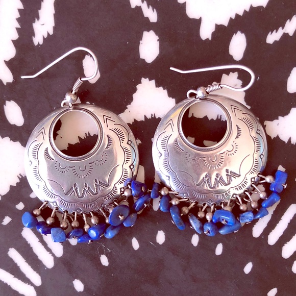Sterling Silver and Lapis Earrings - Picture 1 of 2